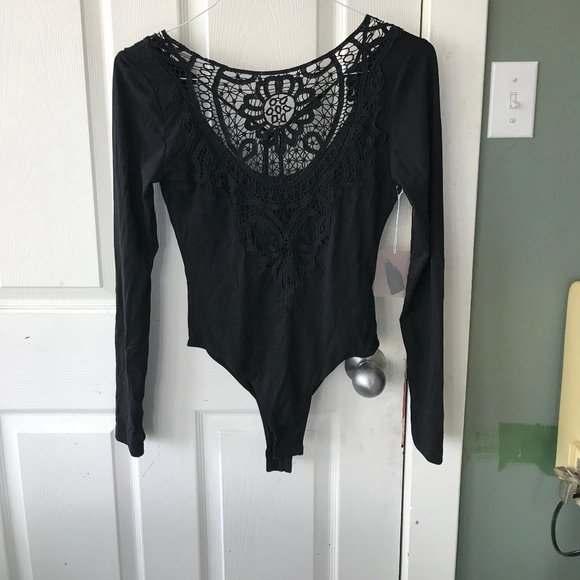 Forever 21 Crochet Front, Open Back Body Suit - Picture 3 of 5